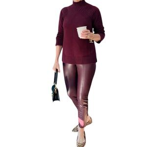 Dynamite Burgundy Pleather Leggings - Women’s Size XS